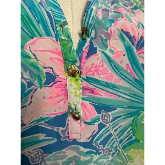 Lilly Pulitzer Small Elsa Silk Top Peony For Your‎ Thoughts Blouse - Picture 4 of 6